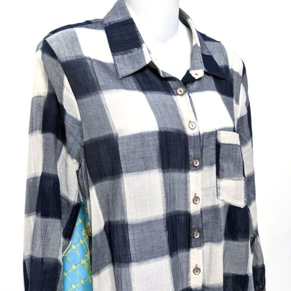 ARATTA SILENT JOURNEY Plaid Floral Button Shirt S - Picture 3 of 10